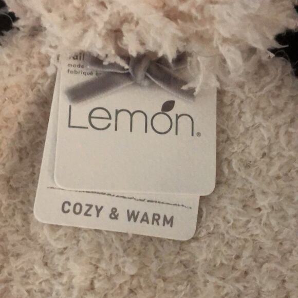 Lemon Snow Drift Pom Pom Beanie Cream One Size Knit Winter Soft Skiing - Picture 2 of 5